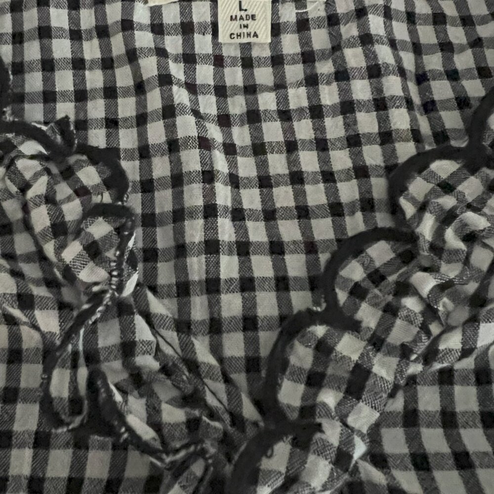 Max Studio Black and White Checked Short Sleeve top - Picture 4 of 4